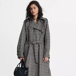 SOLD OUT Rag & Bone Harris Plaid Trench Coat Oversized Cotton Gray